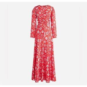 J. Crew Featherweight satin midi Dress size 6 Poppy fields Glam Floral Formal